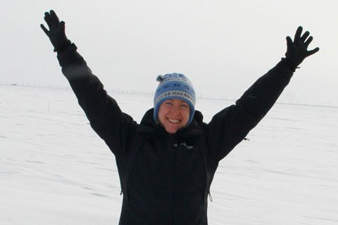 photo of Kerri Pratt on ice field 